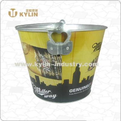 China Sustainable Fashion Unique Design Round Shaped Ice Bucket With Bottle Opener for sale