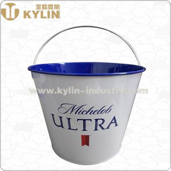 China Sustainable Galvanized Metal Ice Tin Pail Bucket Metal Beer Bucket With Hard Handle for sale