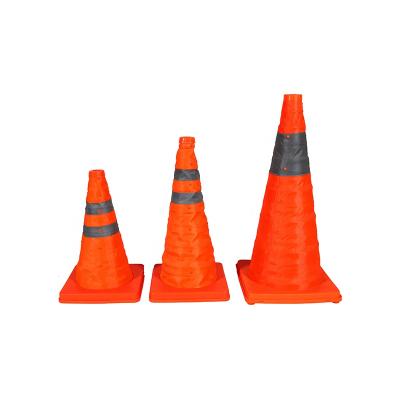 China Road traffic retractable plastic collapsible folding safety road waist reflective cone for sale