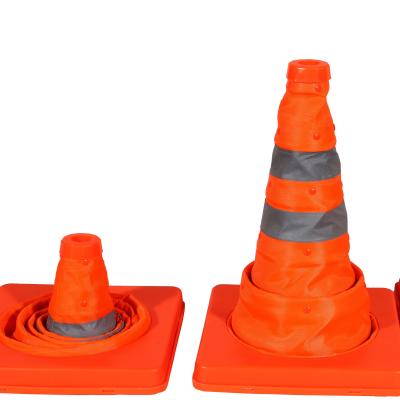 China Good Quality 650mm Height Durable ABS Orange Material Collapsible Noise Traffic Cone Collapsible For Safety for sale