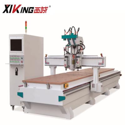 China Hotels Double Working Tables CNC Router With Drilling Group For Cabinet Making for sale