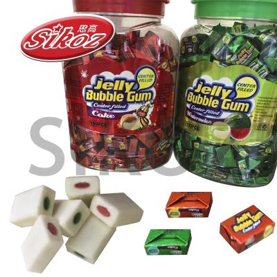 China Natural Mix Fruit Flavor Filled Jelly Bubble Gum for sale