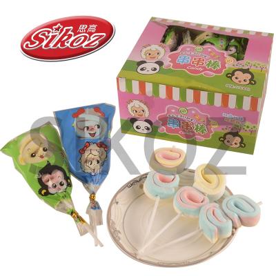 China Capsule Toys Roll Shape Marshmallow Lollipop Candy for sale