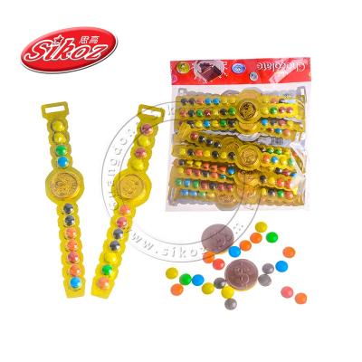 China Mini Sweet Cartoon Watch Shaped Chocolate Bean Candy Crispy Coated Cartoon for sale