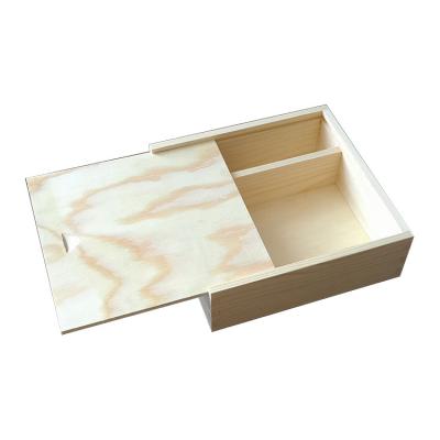 China Recyclable Rustic Wood Slid Lid Picture Wooden Box USB Wooden Photo Storage Boxes for sale