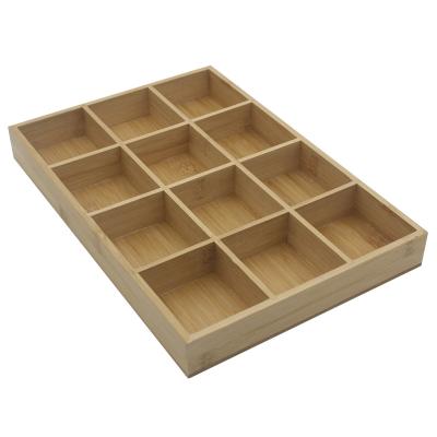 China Custom Eco-Friendly Bamboo Wood Trays 12 Serving Section Shallow Bamboo Tray for sale