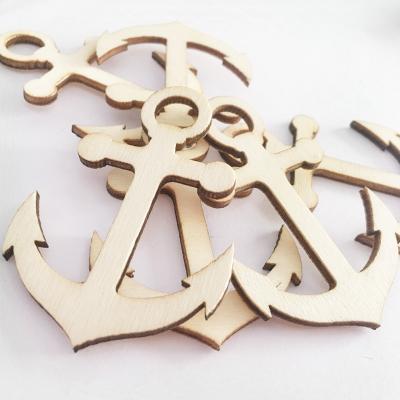 China Europe Laser Cut Wood Crafts Anchors Unfinished Wood Anchor Cutout Decor for sale