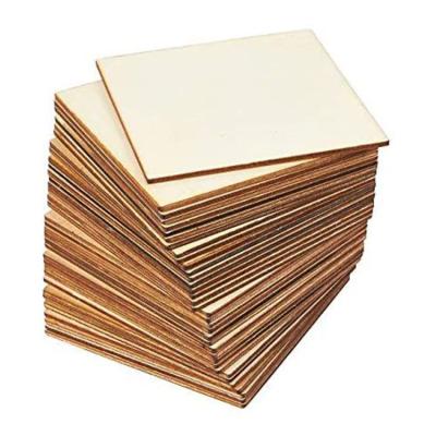 China Europe Unfinished Wood Pieces Wood Square Cutouts 4 Inch White Wood Squares for sale