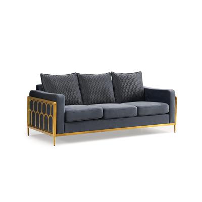 China Modern Modern Sofa Chair Three Seater European Stainless Steel Base For Living Design for sale