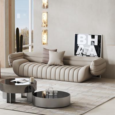 China Beautiful Comfortable Living Room Furniture Rice White Leather Sofa for sale