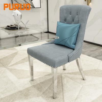 China French Velvet Foshan Furniture Gold/Fabric Metal Modern Restaurant Stainless Steel Banquet Upholstered Dining Chairs for sale