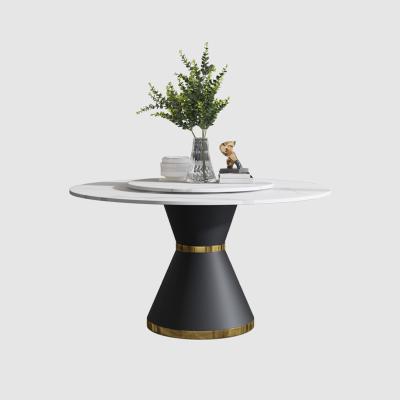 China Modern Dining Table High End Marble Stainless Steel Quality Revolving Dining Table for sale