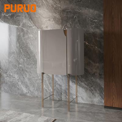 China New Design PURUO Luxury Living Room Farmhouse Furniture Gold Marble Wood MDF Console Table With Mirror for sale