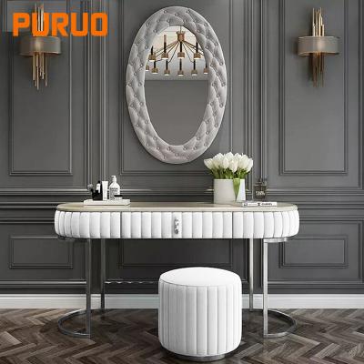 China Metal Base Luxury European Style PU Dressing Table For Bedroom Design for sale