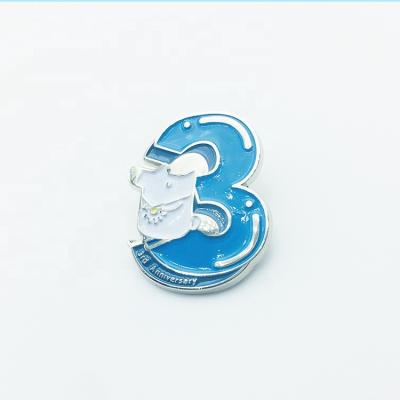 China A variety of specifications blue number 3 personalized clothing accessories custom soft lapel pins with cheaper price for sale