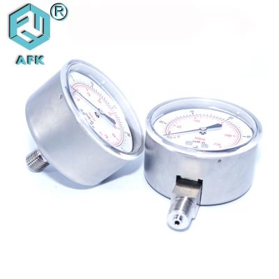 China Stainless Steel Gas Pressure Test Gauge Low Pressure Mpa PSI Bar 1/2NPT for sale