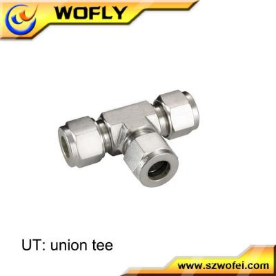 China SS304 Compression Tee Joint Pipe Tube Fitting With Double Ferrule Connector for sale