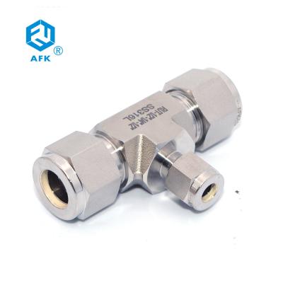 China 316 Stainless Steel Tube Fittings Ferrule Reducing Branch Tube T Connector for sale