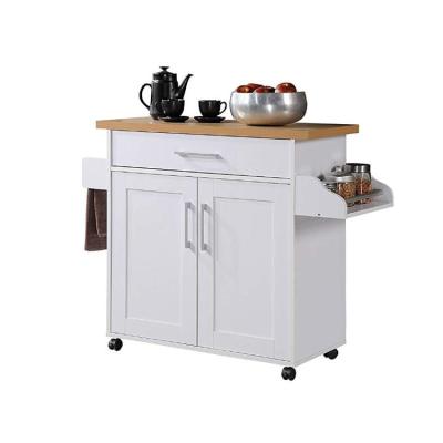 China Modern simple stylish kitchen furniture wooden kitchen storage cart with wheels for sale