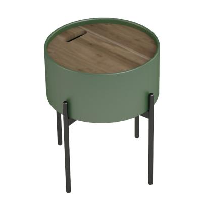 China Easy Assembling KD Living Room Furniture MDF Wooden Wine Barrel Table With Metal Legs for sale