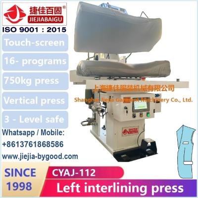 China Blazer suit jacket interlining foreparts underpressing vertical press machine Touch Screen PLC for sale