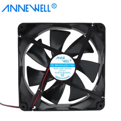 China Fast Axial Hotels Fan 140x140x25mm 14025 Low Noise 140mm 14cm 12v 24volt DC Computer Fan for sale