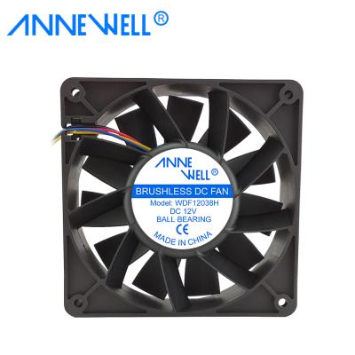 China Hotels High Speed ​​12038 DC 12v 120mm 6000rpm 120x120x38mm Axial Flow 12cm Brushless Fan for sale