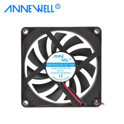 China Hotels 80*80*10mm 8cm 8010 5v 12v Axial Brushless DC Fan Cooling 12v 80mm Ball Bearing Hydraulic Ce Approved DC Computer Fan for sale