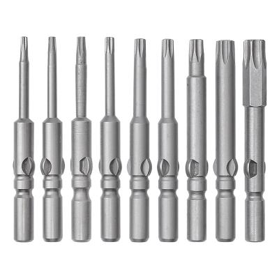 China Turn Screw Hexagon Handle Security Star Bit Set 60mm Hollow Bit Magnetic Torx Middle Hole Six Star Screwdriver Bit for sale