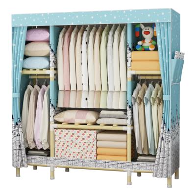 China Portable (Stick To The Other) 150C Frame Large Cabinet Adjustable Fashion Wooden Design Easy To Install To Assemble Cloth Wardrobe DIY Wardrobe for sale