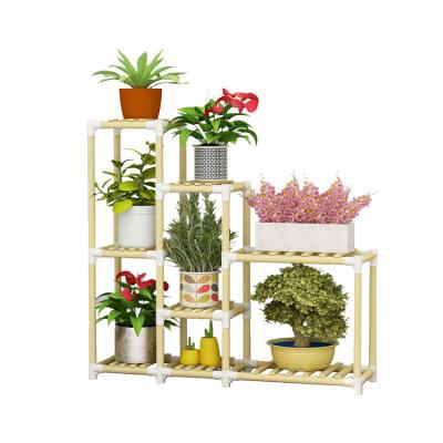 China Modern Hot Selling Multi-Layer Cheap Plant Shelf Garden Flower Potted Plant Shelf Wooden Frame A05 for sale