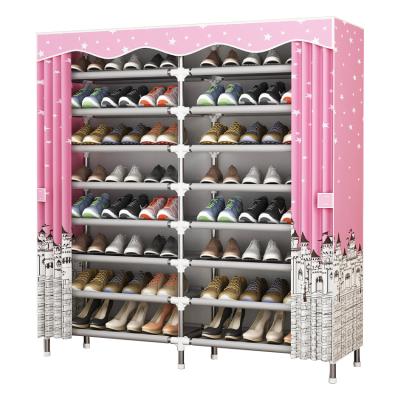 China Portable 125X-9 16mm Steel Pipe Frame Big Shoe Stand Modern Thick Fashion Design Easy To Install To Assemble Shoe Cabinet DIY Shoe Cabinet for sale