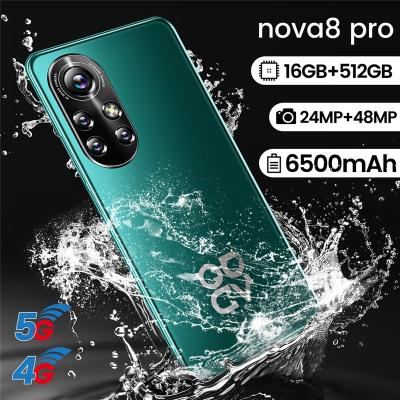 China Dual SIM Card Cheap High Quality 6.8 Inch Nova8 Smartphones Face Recognition Pro Android Mobile Phones for sale