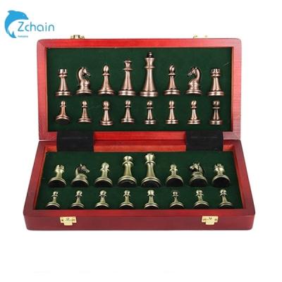 China Custom Made Eco-friendly Game Figures High Quality International Chess Set With Metal Pieces Wooden Chess Sets Chessboard Set for sale