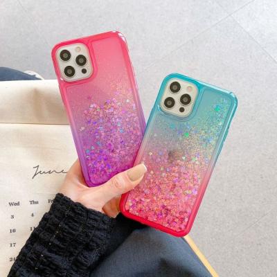 China Smart Apple Painted Shockproof Phone Shell Phone Case For TPU OEM Gradient Silicone Quicksand Mobile Phone Soft Body Protection for sale