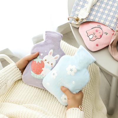 China Cute FLANNEL Hot Water Bottle Belly Treasure Cartoon Hand Warmer Filled Explosion-proof Portable Mini Hot Water Bags for sale