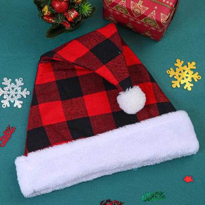 China Custom Christmas Hats Black and Red Checkered Hats Christmas Decorations Black and Red Checkered Hats Santa Claus Decorations for sale