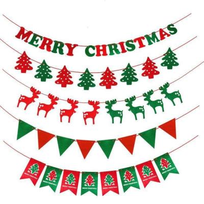 China Elk Christmas Decorations Hang Shopping Mall Nonwoven Hotel Flag Flags Fabric Layout Hanging Decorations Lettering Flag for sale