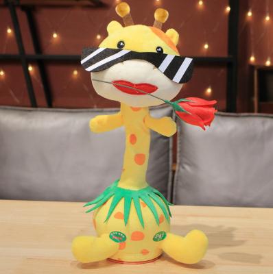 China Electric Talking Plush Toys Funny Stuffed Giraffes 2022 New Touch Sensitive Design Spreads Cannibals Singing Dancing Talking Plush Toy for sale