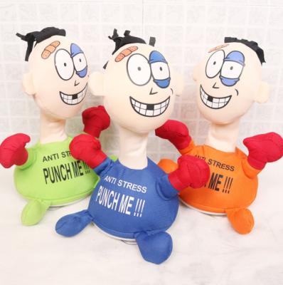 China Creative touch sensitive punch I duct plush electric toy battered thug screaming doll stuffed toys for sale