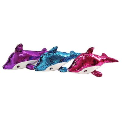 China 2022 New Design Children's Sensitive Touch Plush Toy Flip Sequin Dolphin Doll/Sequined Sea Animal Dolls for sale