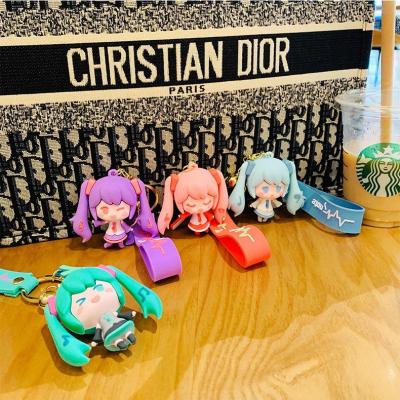 China Daily Life/Wholesale Decoration Gift Bag Accessories Backpack Key Ring Key Chain Lovely Cartoon 3D Anime HatsuneMiku PVC Pendant for sale