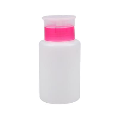 China Eco-friendly 180ml Press Toner Bottle White Liquid Pump Dispenser Bottle Cosmetic Makeup Nail Polish Remover Bottle for sale