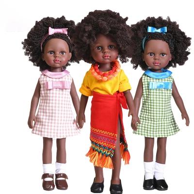 China 35cm Freckle BJD Doll Black Silicone Full Pretty Dolls Girl BJD Dolls Toy With Suit Girls DIY African Dress Make Up Toys Gift GBJ0053 for sale