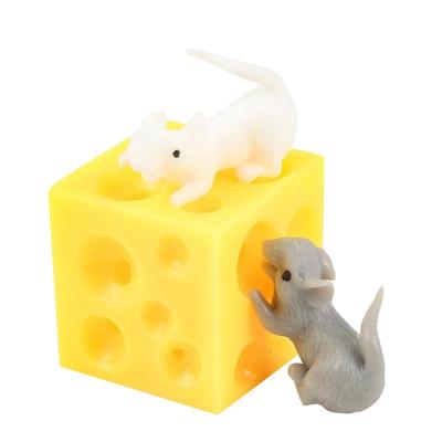 China Funny Toy Hide And Seek Figures Anti Squeeze Squeeze Silicone Cheese Block Squeeze Toys For Kids Adults for sale