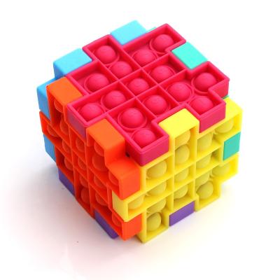 China Hot Colorful Silicone Cube Puzzle Push Bubble Squishy Person Toys Relaxation Toy Antistress Soft Squishy Gifts Adult Toys for sale