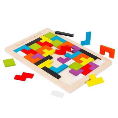 China Colorful 3D Puzzle Wooden Kids Kindergarten Game Toys Math Tangram Magination Intellectual Educational Toy For Children GBJ0092 for sale