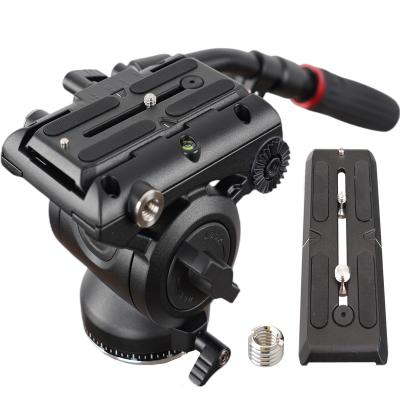 China Video Camera Tilt Fluid Tripod Head Panoramic Video Head Camera Mount with 2 Quick Release Plates Float Level for sale