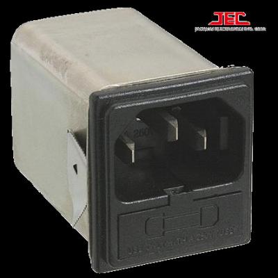 China JEC Taiwan EMI Filter C14 RFI Filter Power AC Low Pass Plug With RFI Fuse / Shield Holder Line Noise EMI for sale