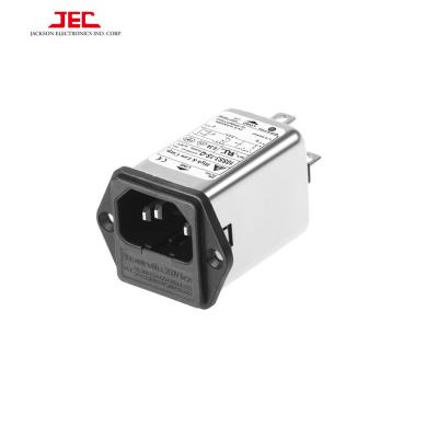 China JEC Taiwan EMI Filter C14 RFI Filter Power AC Low Pass Plug With RFI Fuse / Shield Holder Line Noise EMI for sale